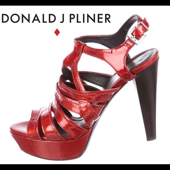 Donald J. Pliner Red Cleva Gladiator Patent Sandals Sz 8 - Picture 12 of 12